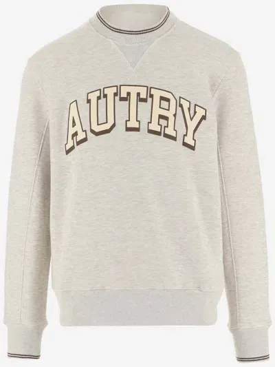 Autry Cotton Blend Sweatshirt With Logo In Grey