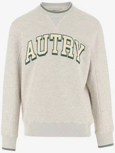 Autry Cotton Blend Sweatshirt With Logo In Grey