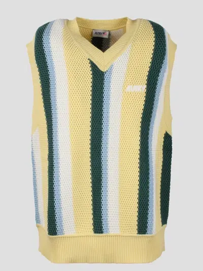 Autry Cotton Knit Vest In Yellow