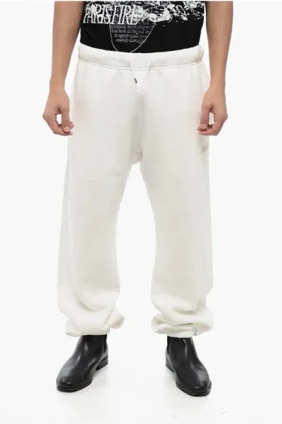 Autry Fleeced-cotton Joggers With Drawstring Waist In White