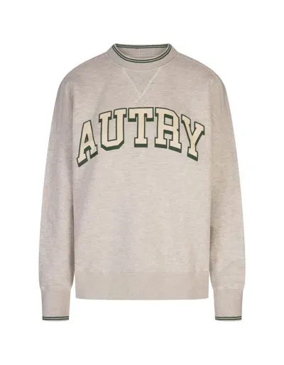 Autry Grey Compact Jersey Sweatshirt With Logo In Grau