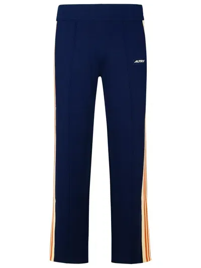 Autry Jogger Navy Viscose Blend Pants In Blue