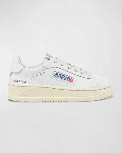 Autry Kid's Dallas Leather Low-top Sneakers In White