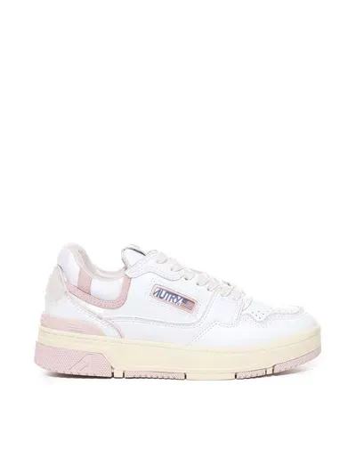 Autry Leather Clc Sneakers In White, Pink