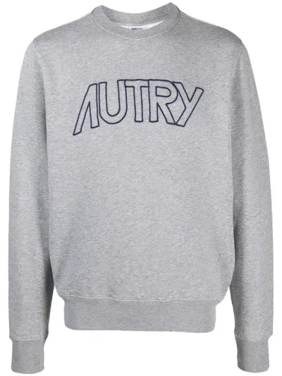 Autry Logo Cotton Sweatshirt In Grey