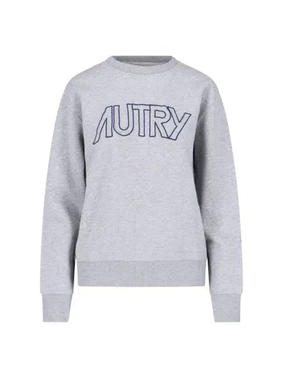 Autry Logo Embroidery Bib Sweatshirt In Grey