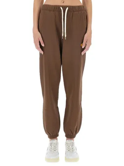 Autry Logo Label Jersey Sweatpants In Brown