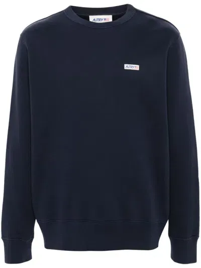 Autry Logo-patch Cotton Sweatshirt In Blue