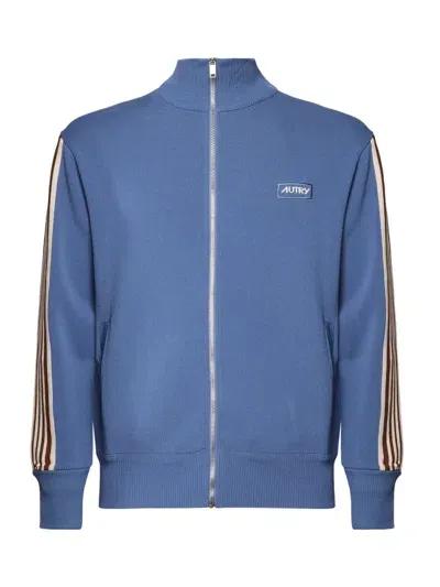 Autry Logo Patch Zipped Jacket In Blue