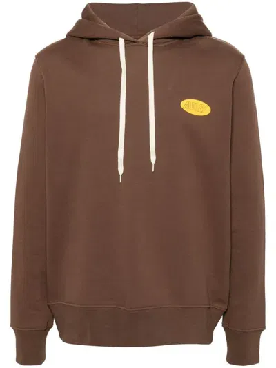 Autry Logo-print Cotton Hoodie In Brown