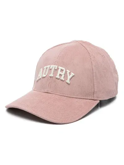 Autry Logo Velvet Baseball Cap In Pink