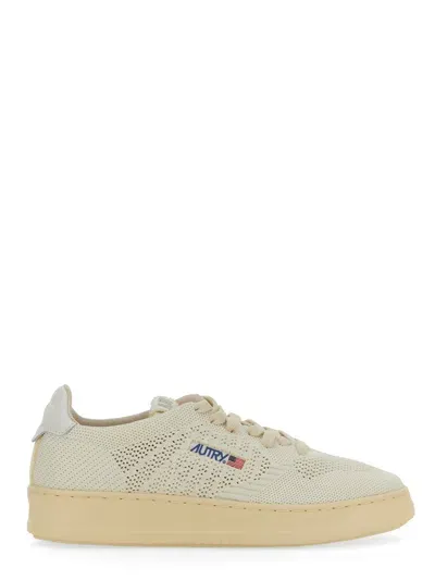 Autry Medalist Easeknit Low Fabric Sneakers In Beige