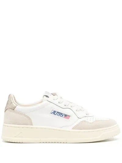 Autry Medalist Low Leather And Suede Sneakers In White