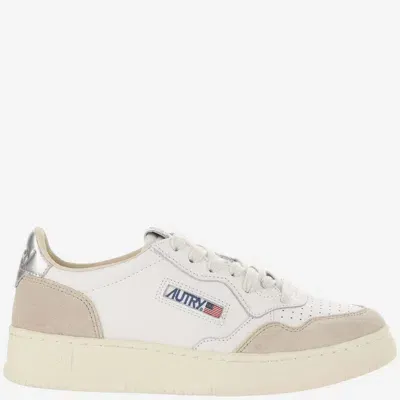 Autry Medalist Low Leather Sneakers In Suede Wht Silver