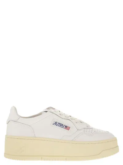 Autry Medalist Platform - Leather Trainers In White