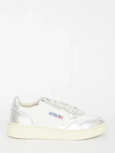 Autry Medalist Silver And White Sneakers In Argento