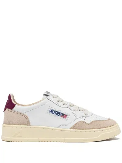 Autry Medalist White/raspberry Leather Trainer In Multi