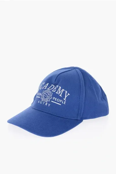 Autry Solid Color Cap With With Contrasting Embroideries In Blue