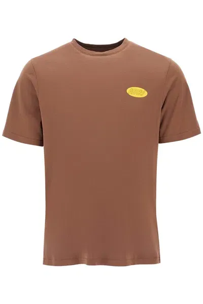 Autry Logo-stamp Cotton T-shirt In Brown