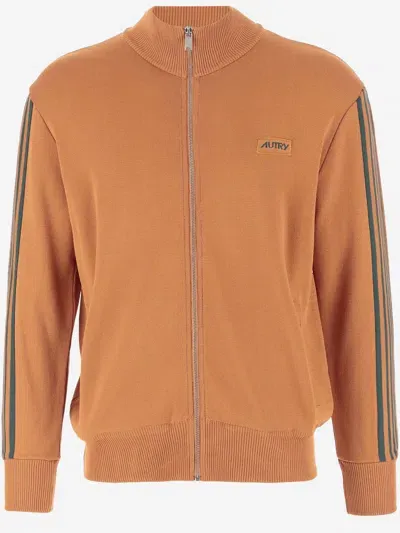 Autry Viscose Blend Sweatshirt With Logo In Orange