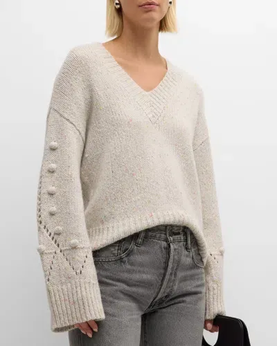 Autumn Cashmere Chunky Pointelle-sleeve Sweater In Confetti