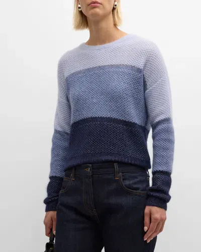 Autumn Cashmere Ombre Colorblock Cashmere-silk Sweater In Blues Combo