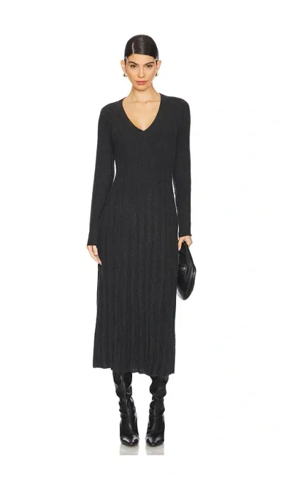 Autumn Cashmere V Neck Ribbed Cashmere Dress In Pepper