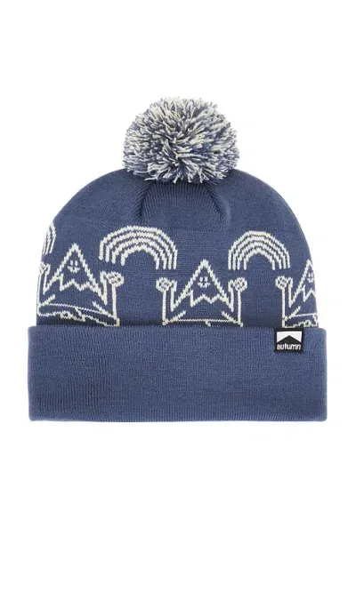 Autumn Headwear Mindful Mountain Pom Beanie In 더치블루