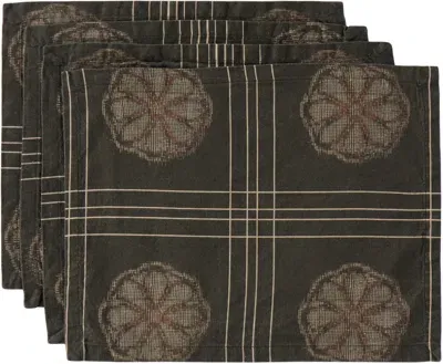 Autumn Sonata Four-pack Gray & Beige Eva Placemat Set In Brown