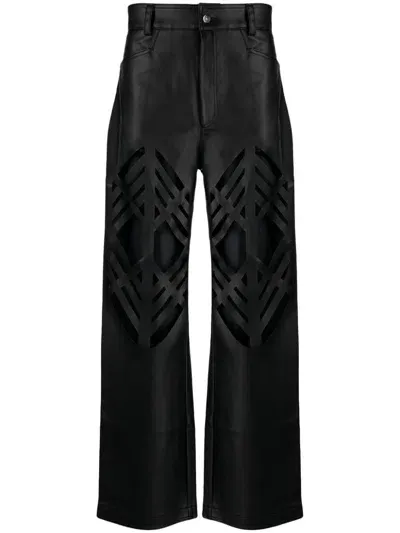 Av Vattev Laser-cut Straight-leg Trousers In Black