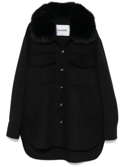 Ava Adore Faux Fur-collar Coat In Black