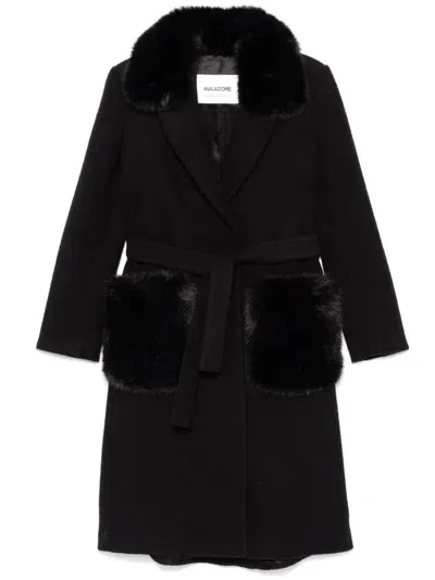 Ava Adore Faux Fur-trim Coat In Black