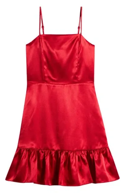 Ava & Yelly Kids' Ruffle Satin Dress In Red