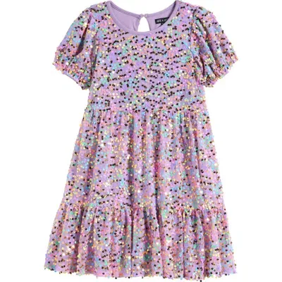 Ava & Yelly Kids' Sequin Ruffle Dress In Lilac