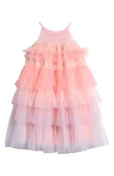 Ava & Yelly Kids' Tiered Tulle Party Dress In Pink