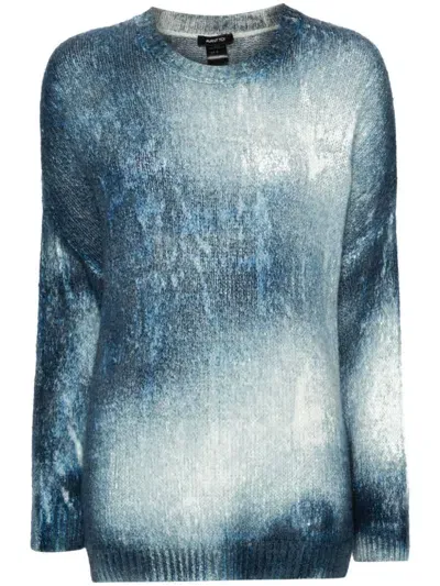 Avant Toi Bleached-effect Sweater In Blue