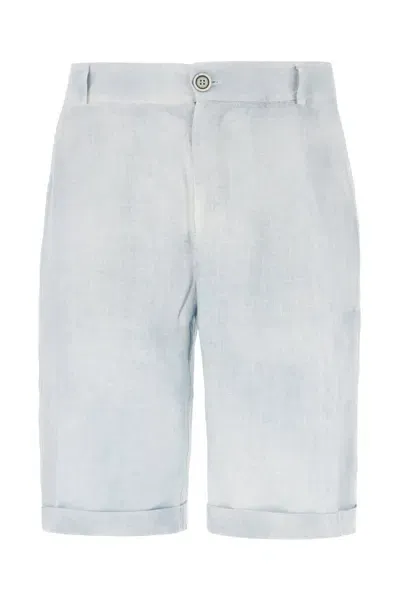 Avant Toi Pastel Light Blue Hemp Bermuda Shorts In 006673