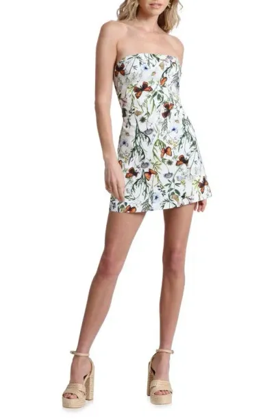 Avec Les Filles Floral Sleeveless Minidress In Butterfly Flower