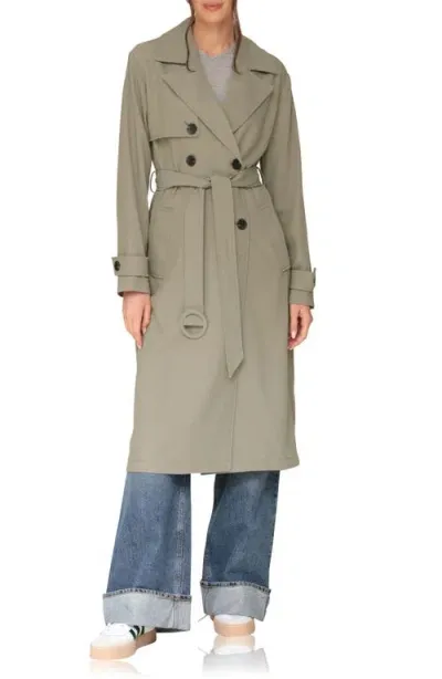 Avec Les Filles Relaxed Fit Button Back Trench Coat In Sage