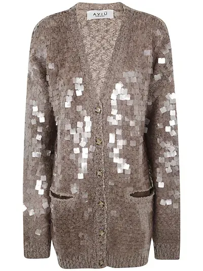 Aviu Embroidery Cardigan In Brown