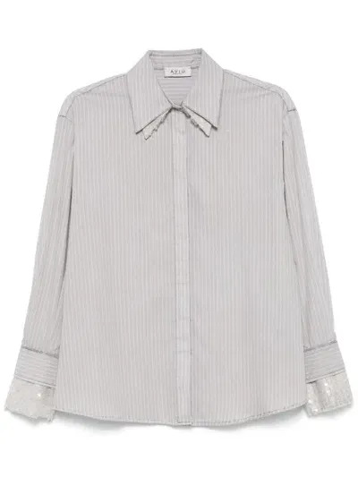 Aviu Pinstriped Shirt In Grey