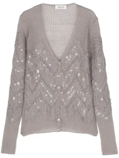 Aviu Sequin-embellished Cardigan In Brown