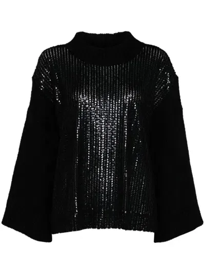 Aviu Sequin-embellished Sweater In Black