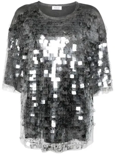 Aviu Sequin-embellished T-shirt In Grey