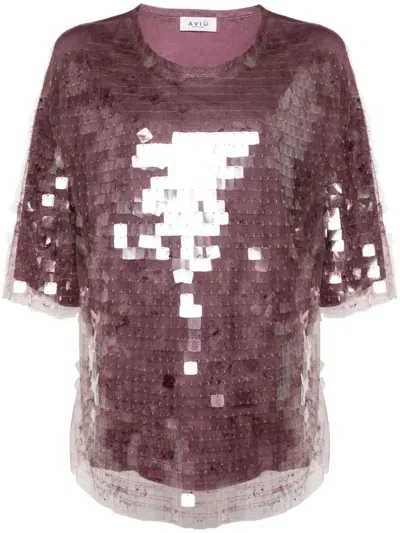 Aviu Sequin-embellished T-shirt In Red