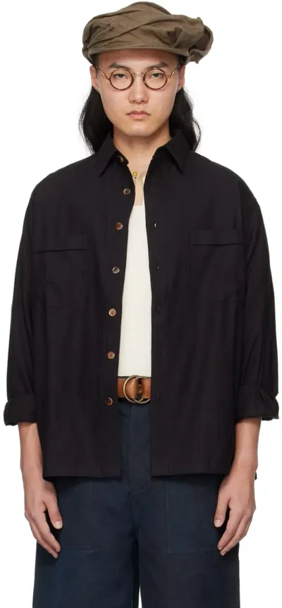 Aviva Jifei Xue Black Double Pocket Shirt In Ss24-dps-blk