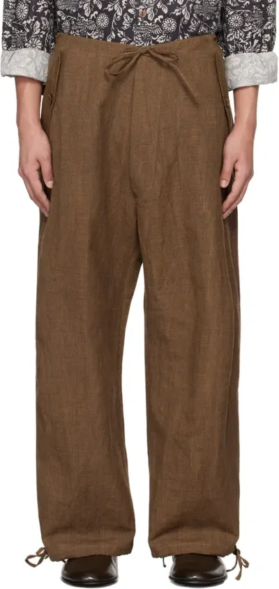 Aviva Jifei Xue Brown Drawstring Trousers In Ss24-pp-kgc