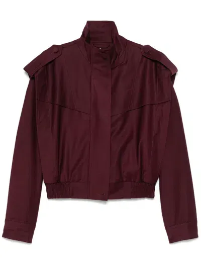 Aya Muse Red Cropped Bomber Jacket In Purple