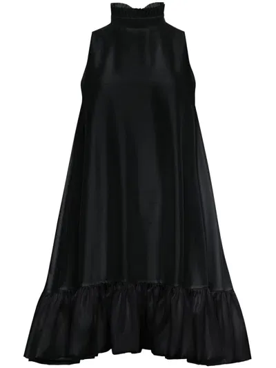 Azeeza Alcott Ruffled Silk Minidress In Black