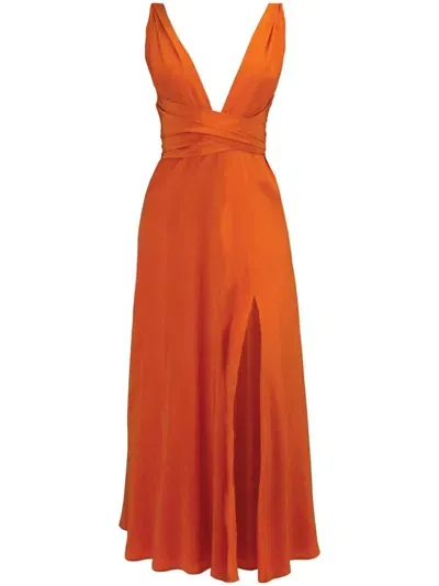 Azeeza Cirrus Midi Dress In Orange